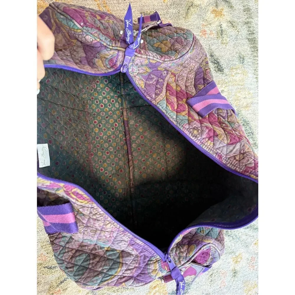 Vera Bradley Compact Sport Bag Tote Duffle Purple Paisley